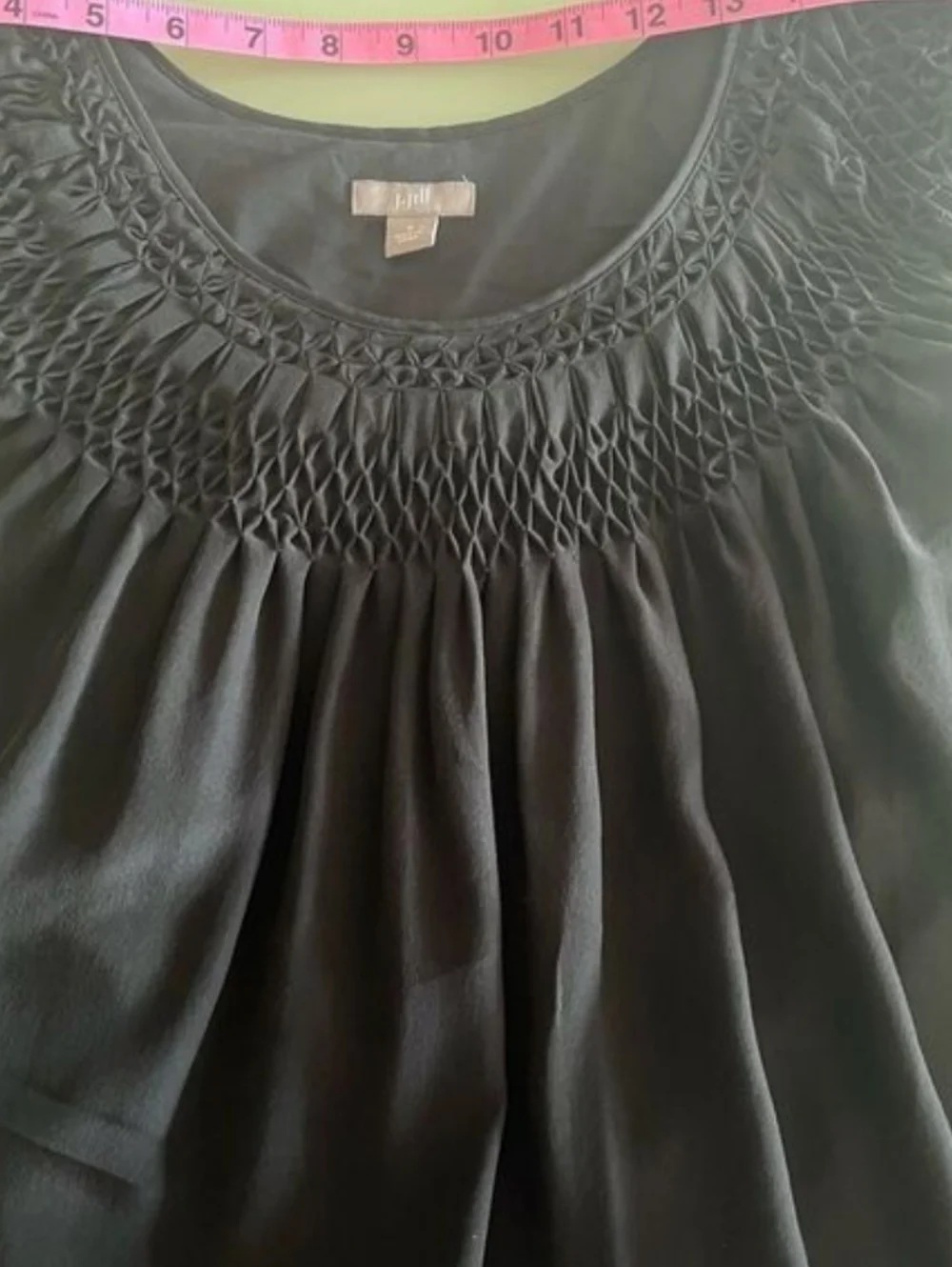 J. Jill 100% Silk Smocked Neck Sleeveless Black Women  Dress Midi Size Small